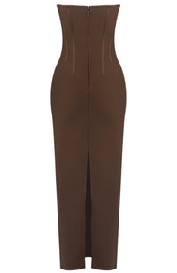 Ottelien Strapless Bustier Maxi Dress In Brown