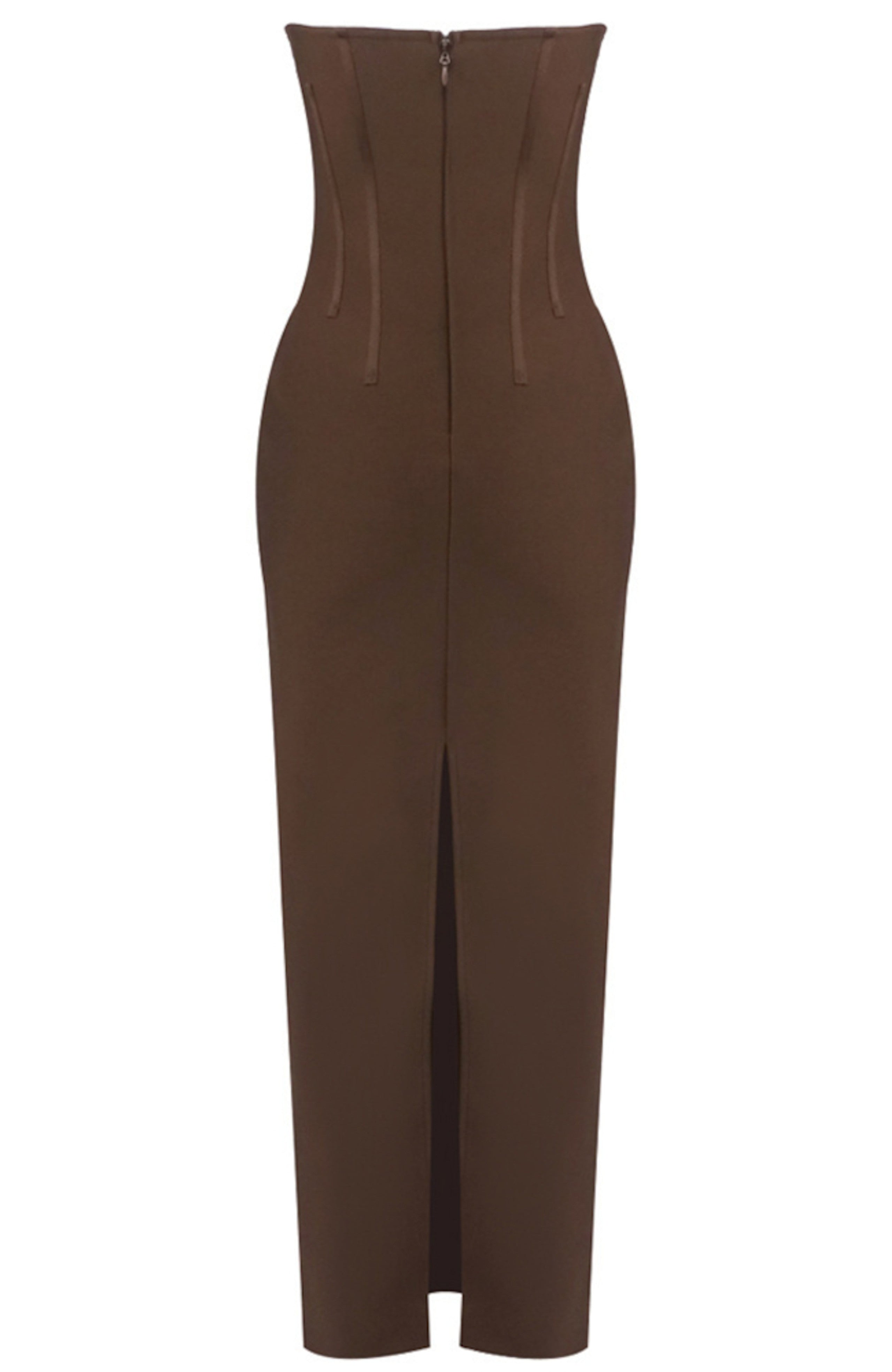 Ottelien Strapless Bustier Maxi Dress In Brown