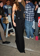 Azzin Halter Belt Draped Maxi Dress In Black