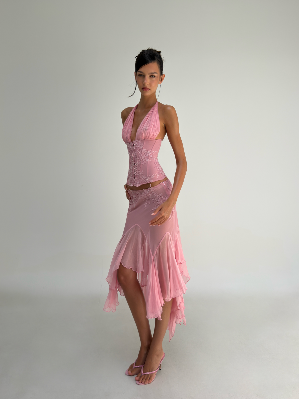 Vaylen Lace Ruffled Skirt Set