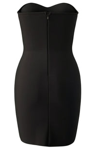 Faris Strapless Crystal Pearl Embellished Mini Dress In Black