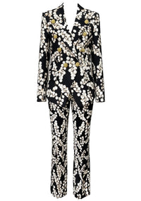 Florica Long Sleeve Redcurrant Print Suit In Black