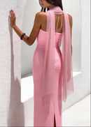 Alvilde Strapless Scarf Maxi Dress In Pink