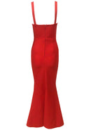 Akemi Crystal Draped Maxi Dress In Red