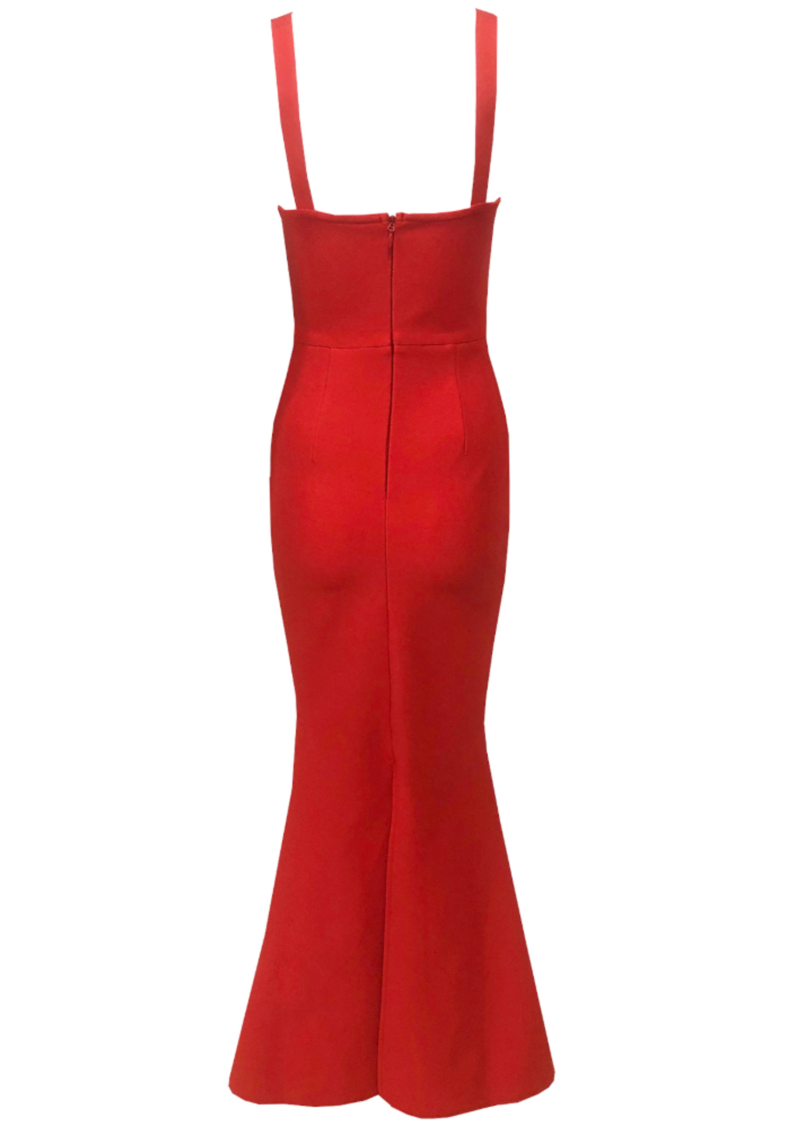 Akemi Crystal Draped Maxi Dress In Red