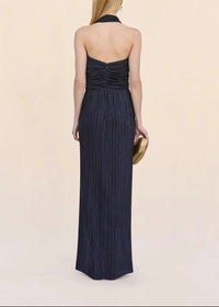 Saelyvira Halter Cutout Detail A Line Maxi Dress In Navy Blue
