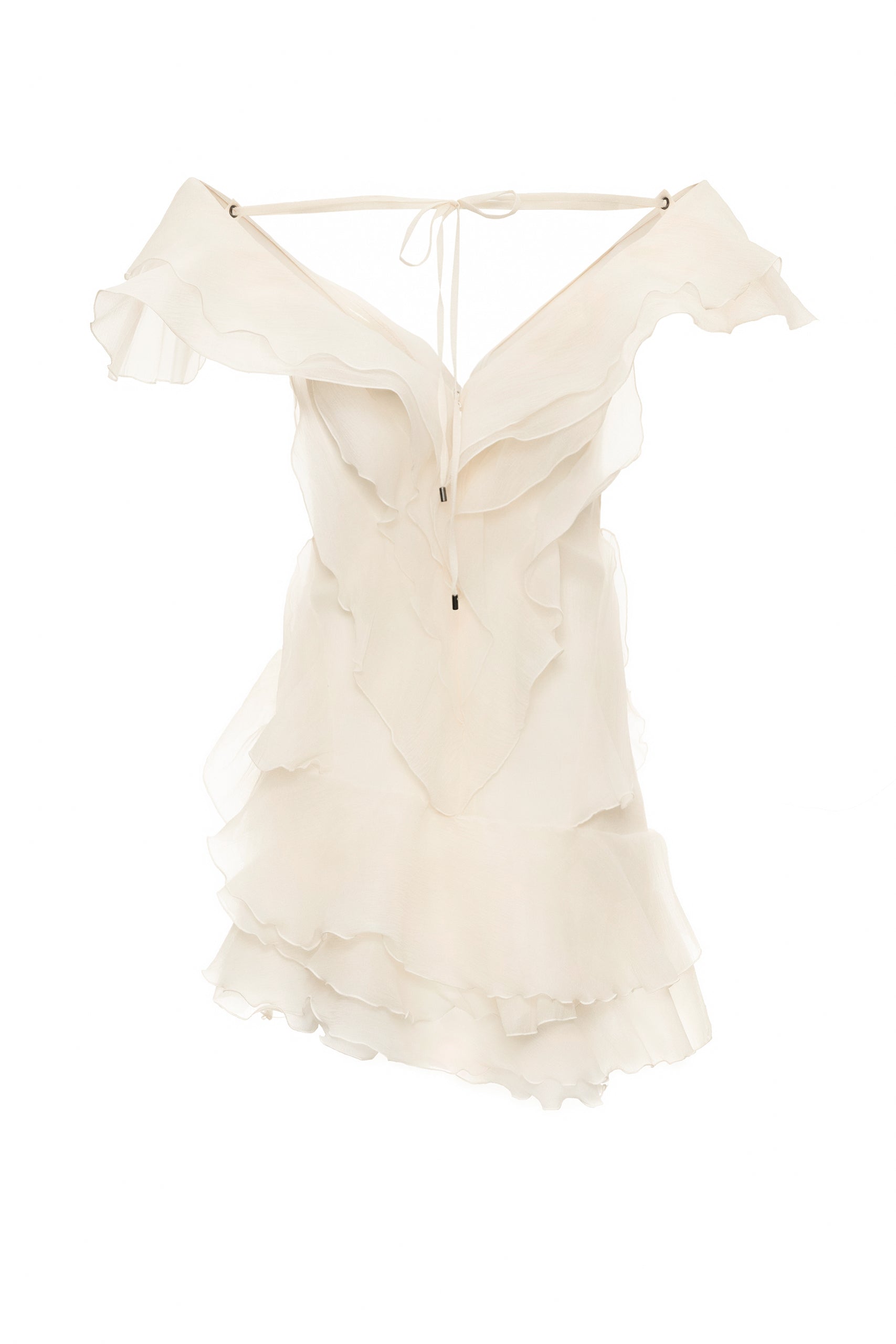 Theia Ruffle Layers Strapless Mini Dress In Beige
