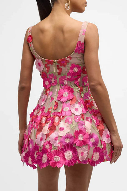 Lianne Floral Embellishment Mini Dress In Pink