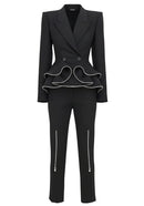Filadelfo Zipper Detail Peplum Suit In Black