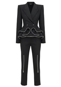 Filadelfo Zipper Detail Peplum Suit In Black