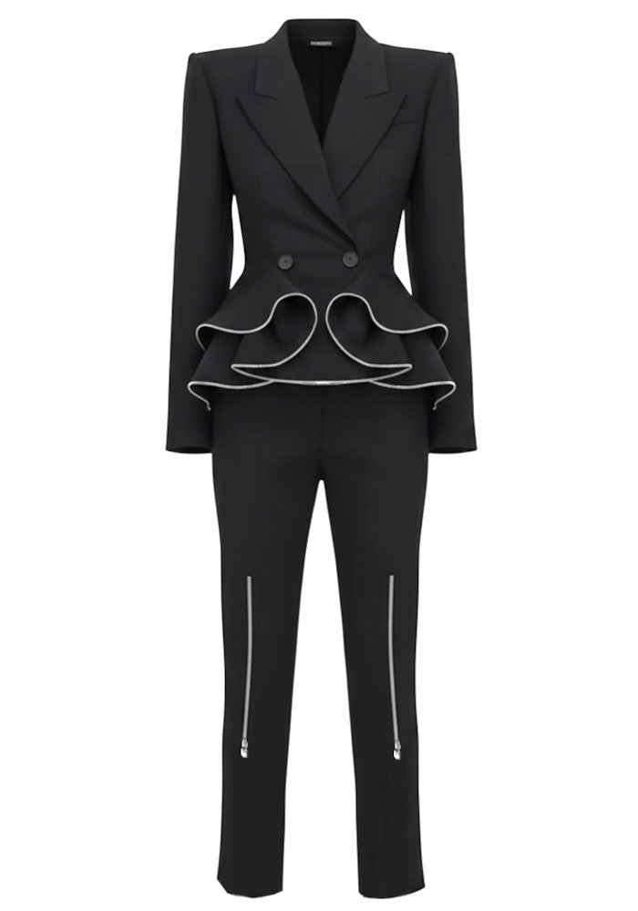 Filadelfo Zipper Detail Peplum Suit In Black