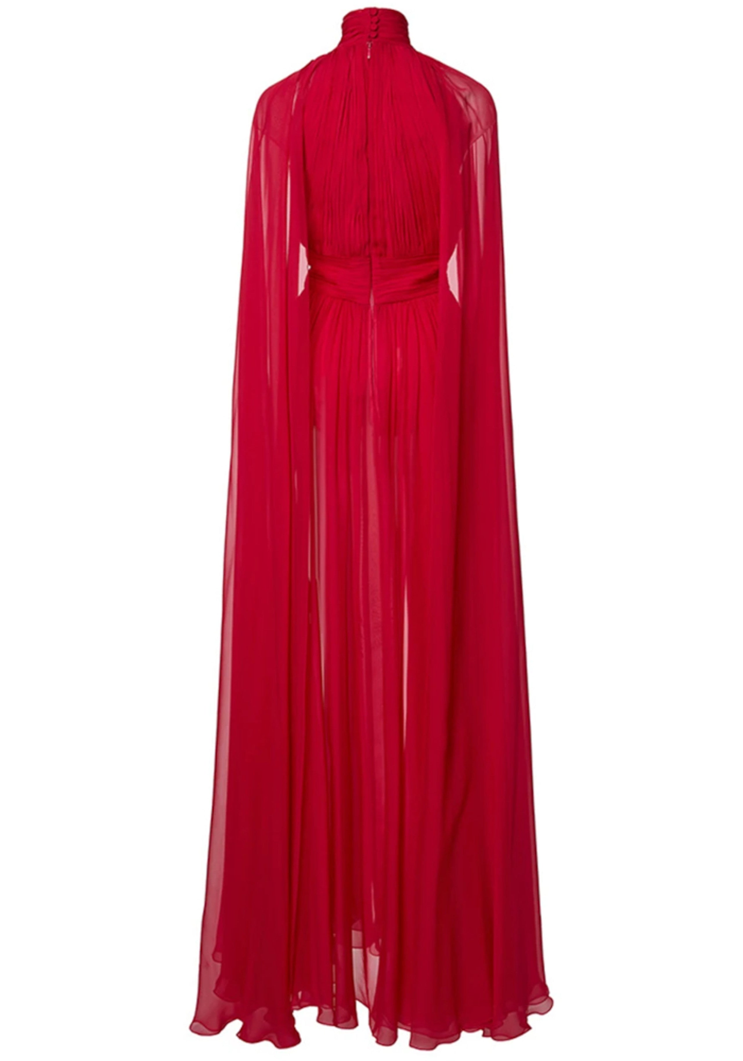 Leola Cape Maxi Dress In Red