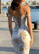 Irrotor Floral Corset Two Piece Maxi Dress