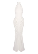 Ooyu Halter Draped Backless Maxi Dress In White