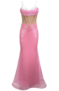 Palila Sequin Structured Maxi Dress In Pink