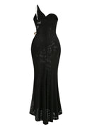 Qavrix One Shoulder Draped Maxi Dress