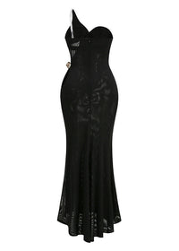 Qavrix One Shoulder Draped Maxi Dress