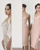 Shalise Lace Strap Midi Dress In White