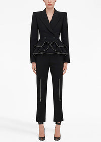 Filadelfo Zipper Detail Peplum Suit In Black