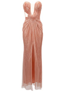 Isotopix Strapless Draped Detail Maxi Dress In Pink