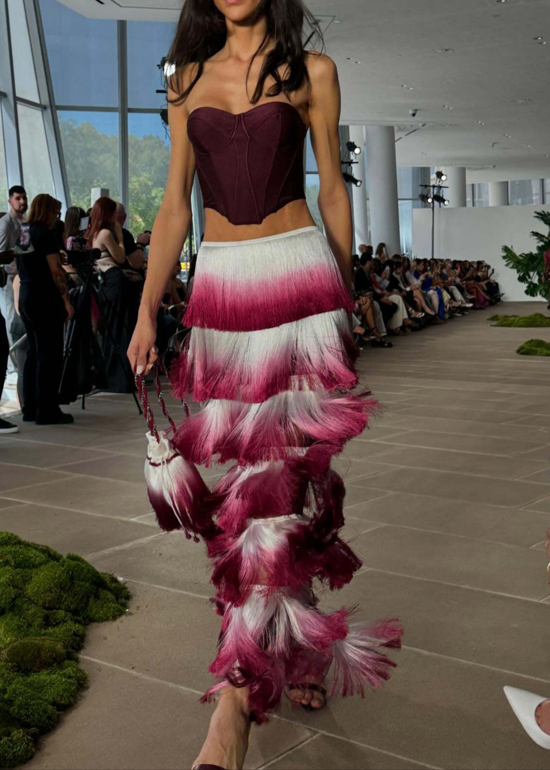 Ravhyx Tube Top Gradient Tassel Two-Piece Set