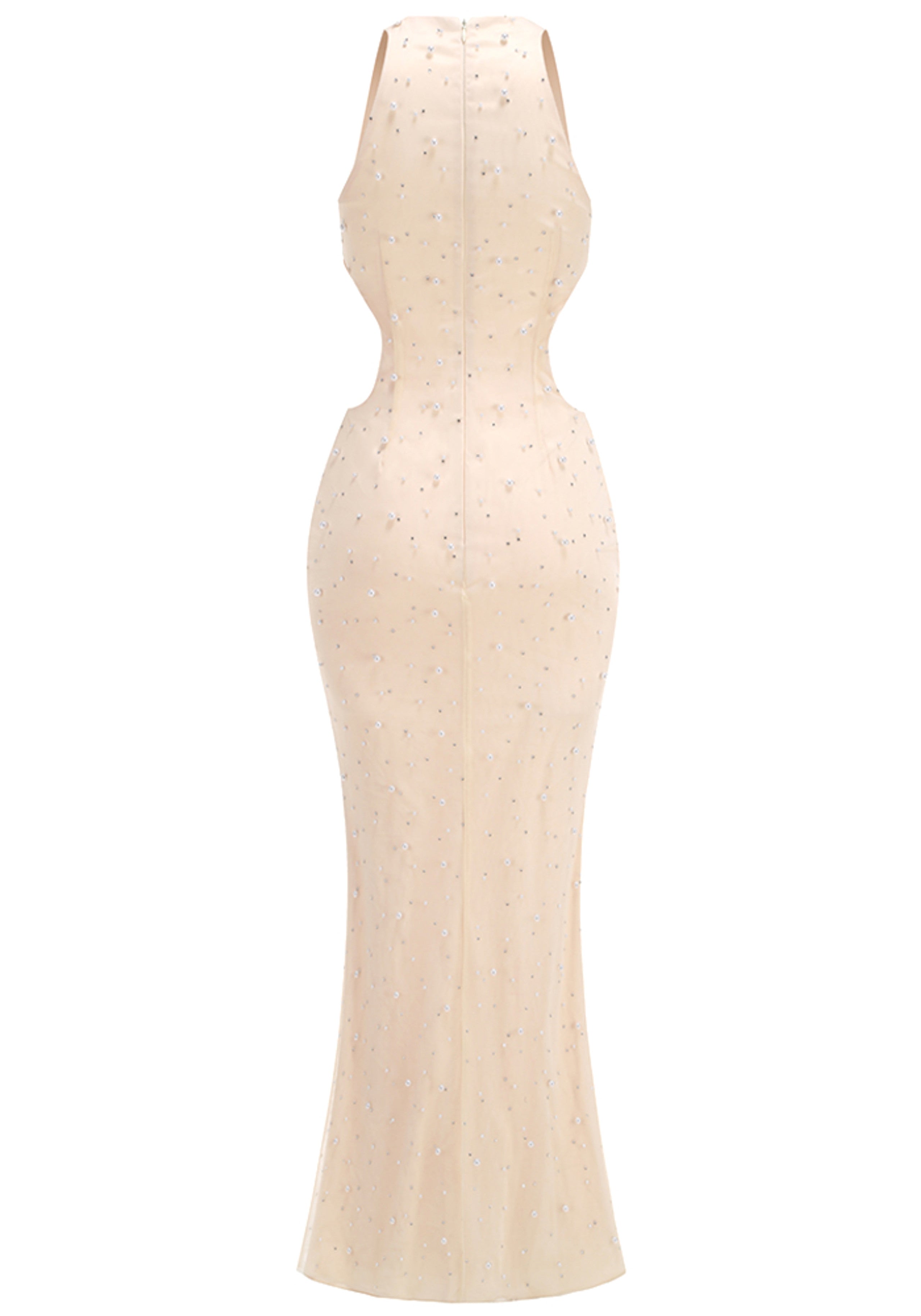 Akello Pearl Crystal Side Cut Out Maxi Dress In Ivory