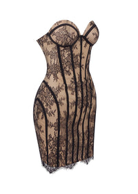 Caelvorn Strapless Lace Corset Mini Dress