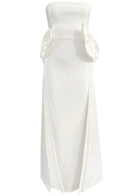 Abbott Strapless Bow Detail Maxi Dress In White