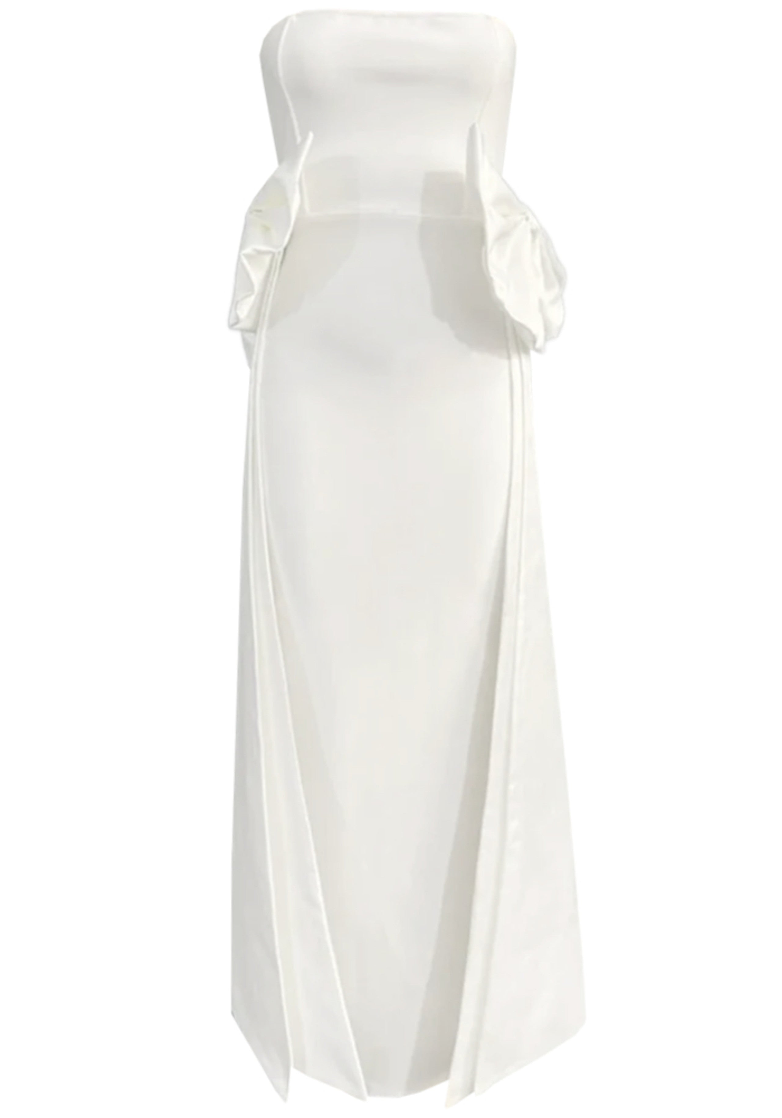 Abbott Strapless Bow Detail Maxi Dress In White