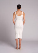 Shalise Lace Strap Midi Dress In White