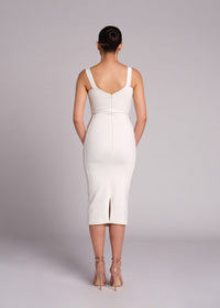 Shalise Lace Strap Midi Dress In White