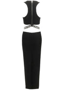 Akikta Crystal Cut Out Two Piece Maxi Dress In Black