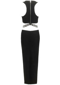 Akikta Crystal Cut Out Two Piece Maxi Dress In Black