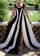 Aibhne Floral Detail Corset A Line Maxi Dress In Black White