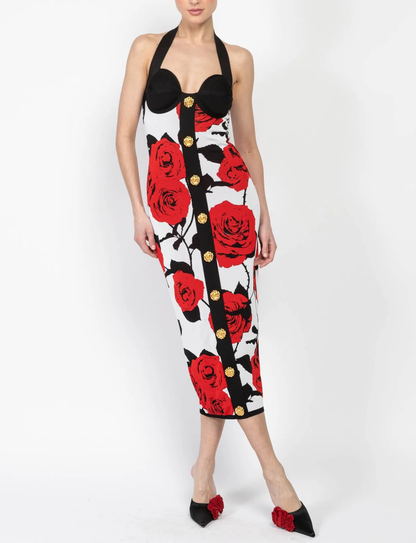 Corey Rose Jacquard Knit Bandage Midi Dress