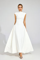 Quintus Sleeveless Irregular Hem Maxi Dress In White