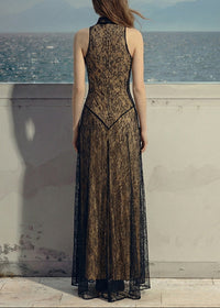 Cyalith Lace A Line Maxi Dress In Black