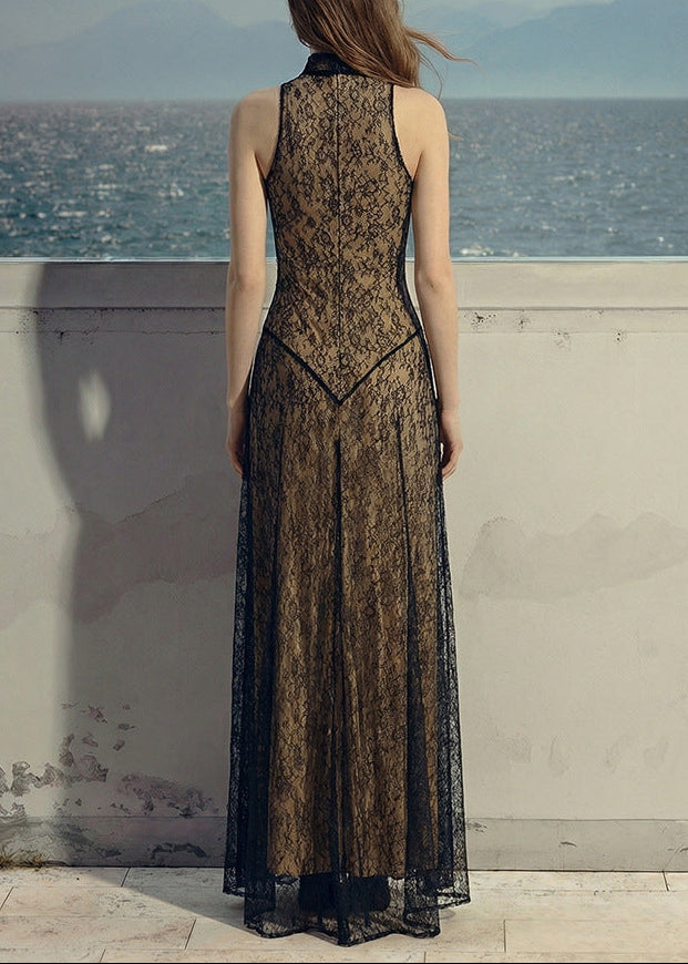 Cyalith Lace A Line Maxi Dress In Black