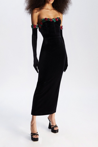 Maia Floral Sequined Lace-Embellished Velvet Maxi Dress