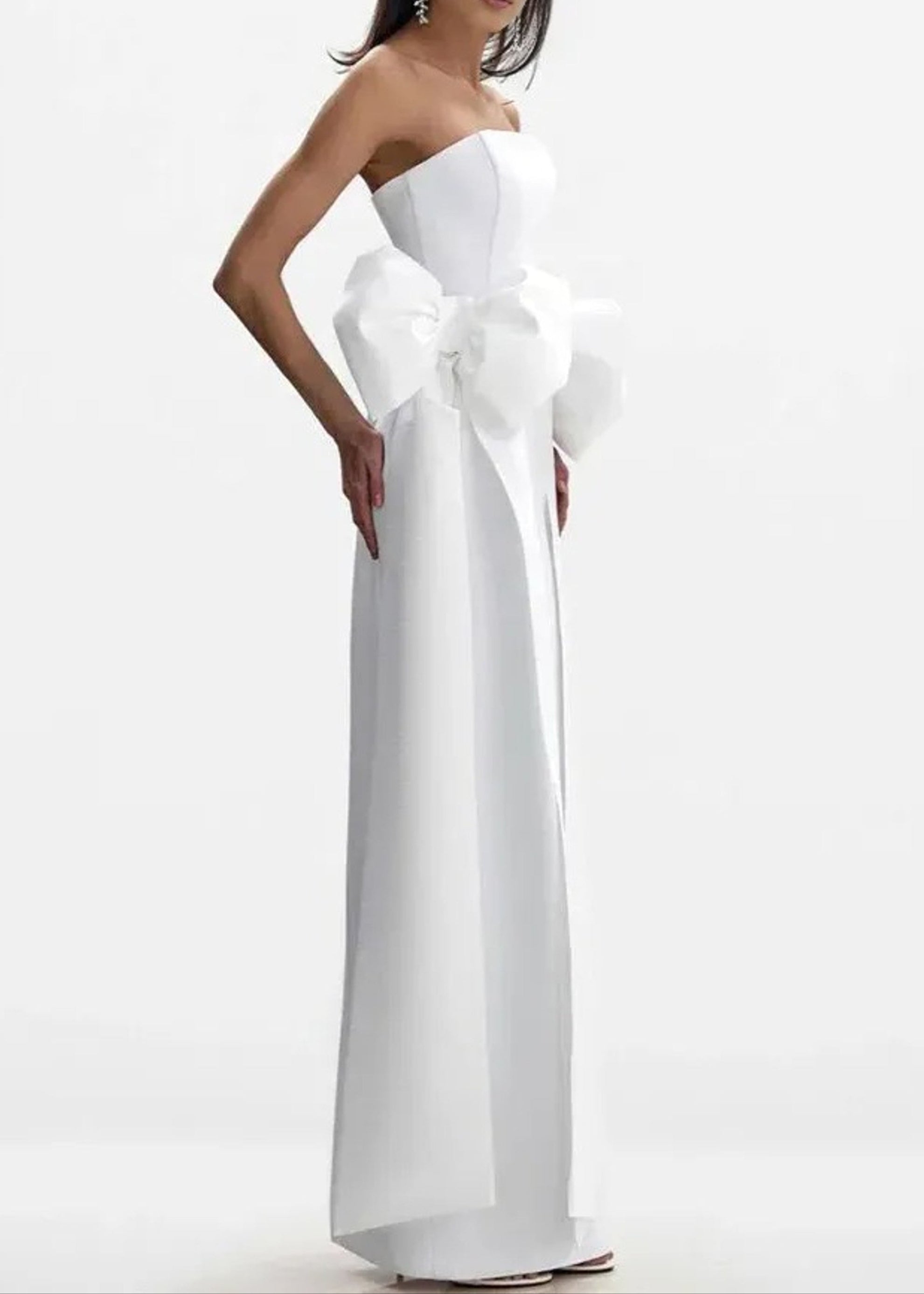 Abbott Strapless Bow Detail Maxi Dress In White