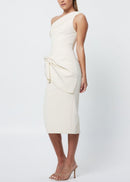 Dracen One Shoulder Draped Midi Dress