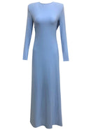 Implexor Long Sleeve Draped Back Maxi Dress In Blue