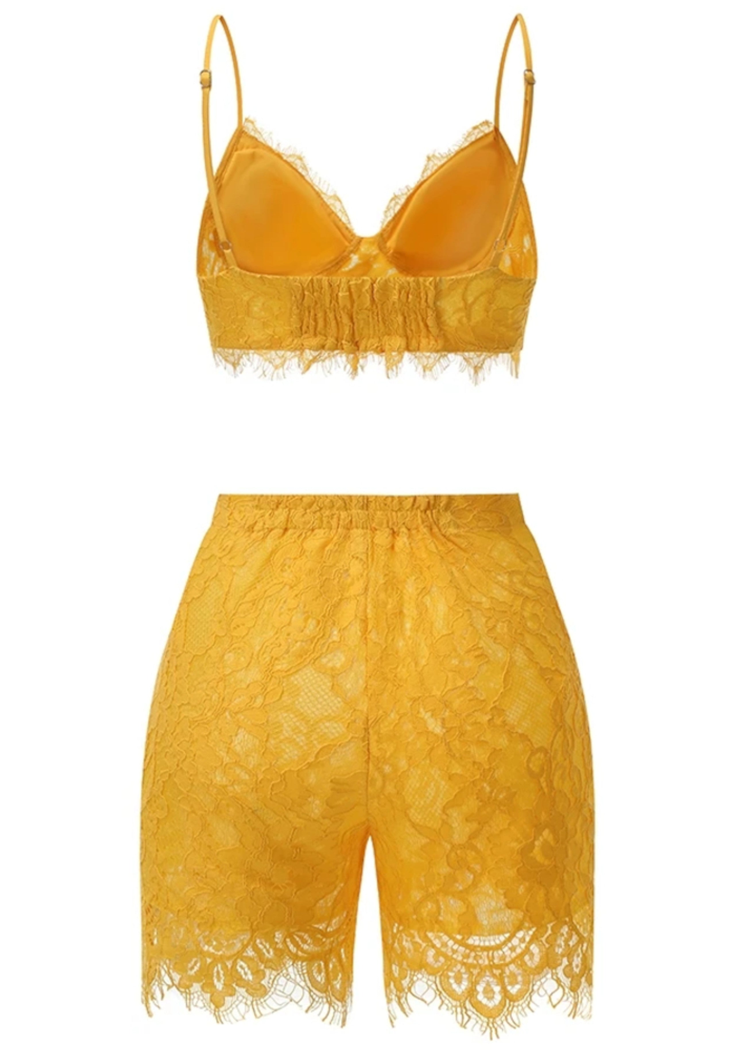 Reegan Lace Three Piece Set In Amber Yellow