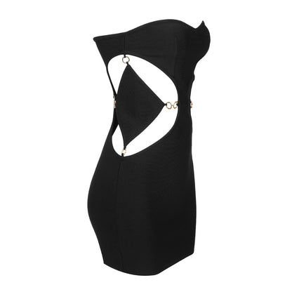 Sheva Cutout Chain Mini Dress In Black
