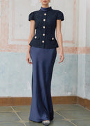 Matana Short Sleeve Two Piece Maxi Dress In Navy Blue