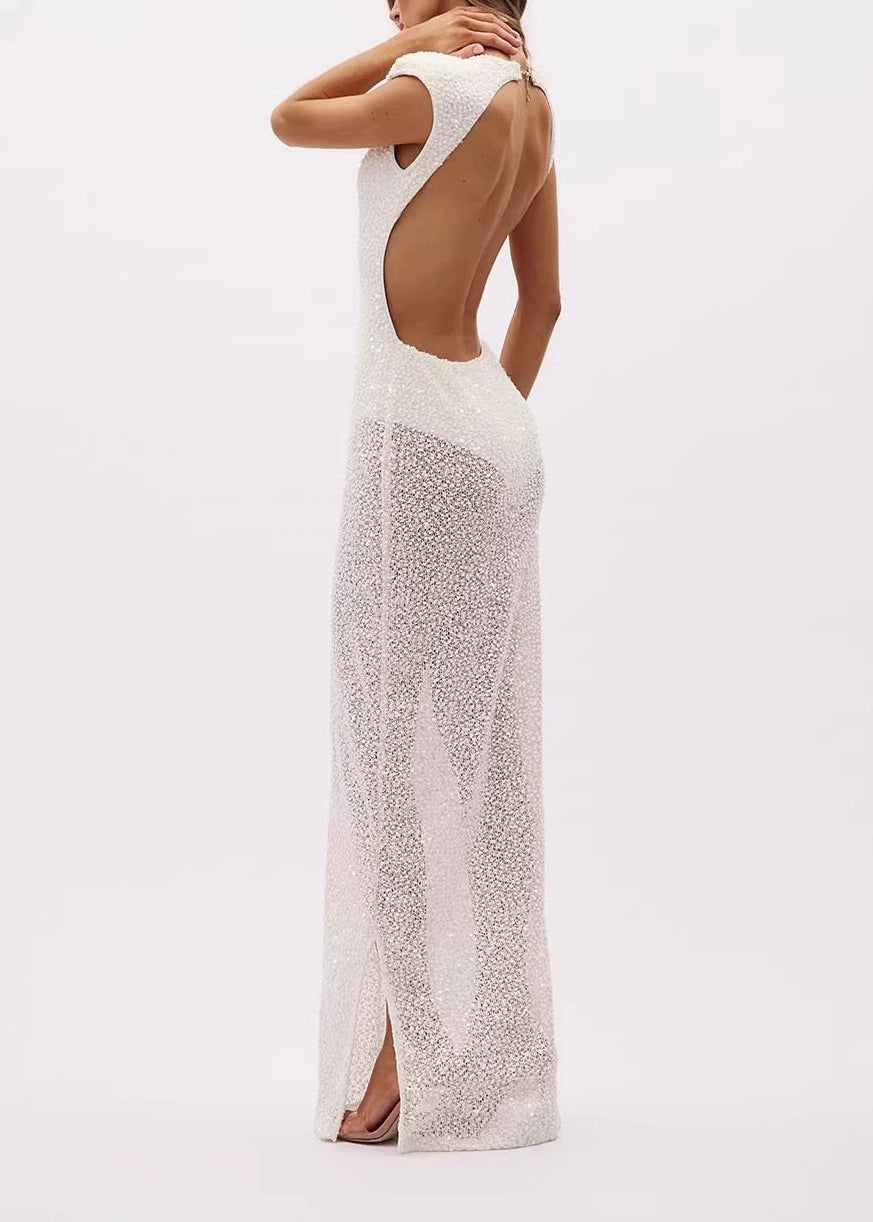 Carilli Embellished Backless Maxi Dress – Night Novas