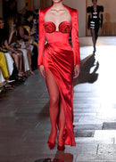 Bexlen Long Sleeve Floral Maxi Two Piece Dress In Red