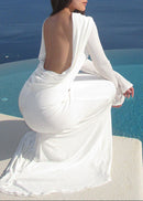 Fares Long Sleeve Backless Maxi Dress In White