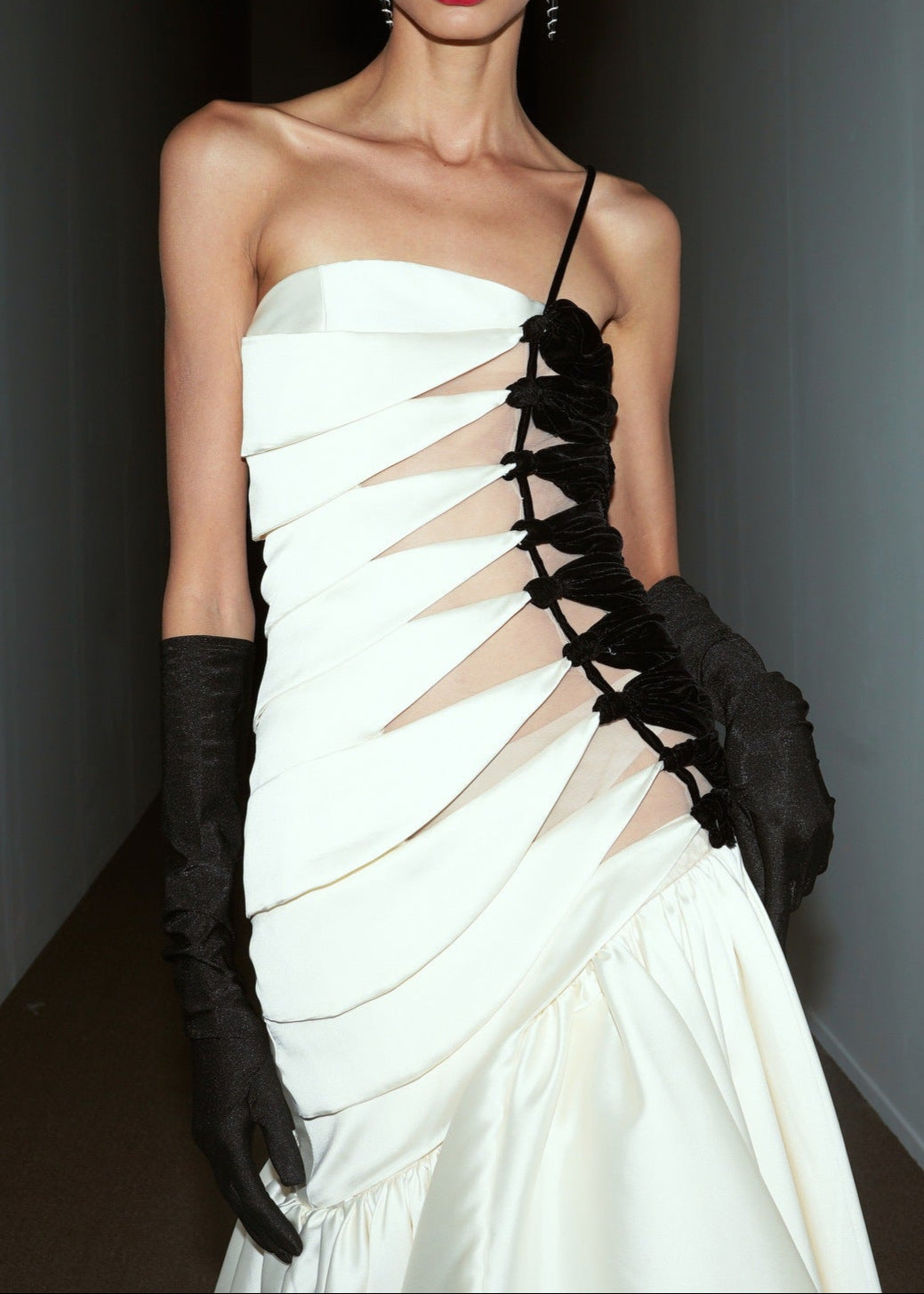 Riven Strapless Cutout Fishtail Maxi Dress