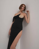 Shaylah Pearl Bustier Maxi Dress In Black